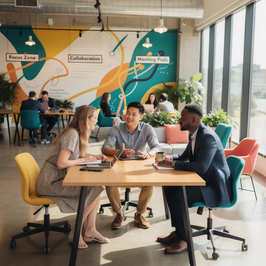 Stylowa sala konferencyjna z dużymi oknami i nowoczesnym wyposażeniem.